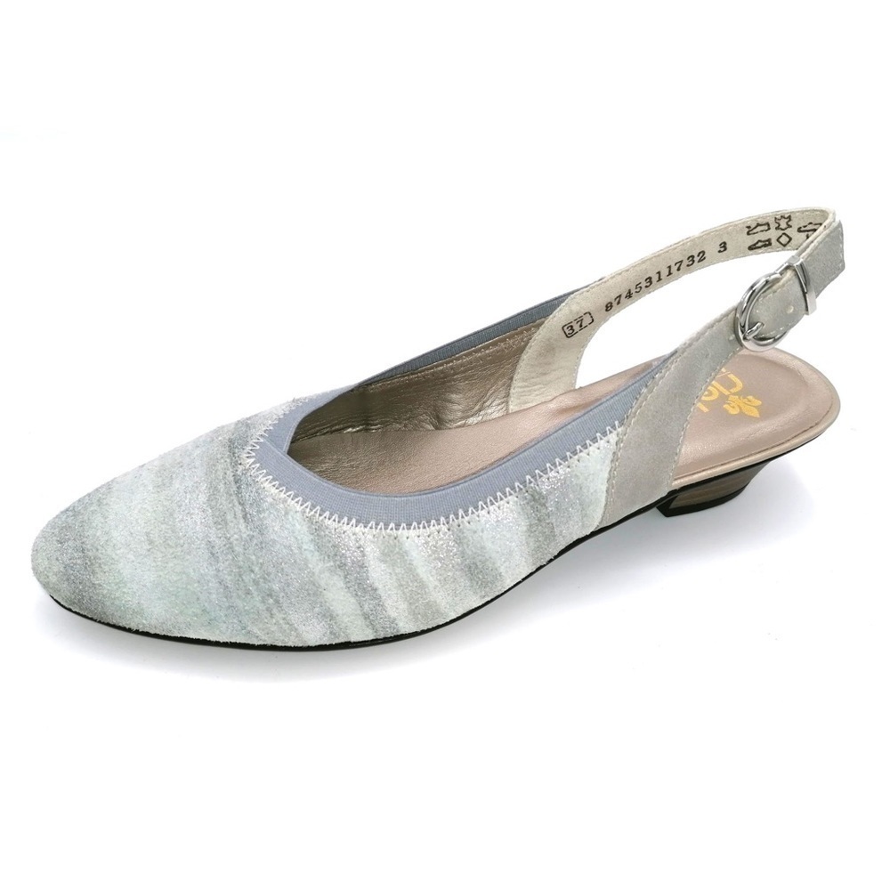 Rieker Sling Back Grey Silver Pointed Toe Shoes 37 (6)